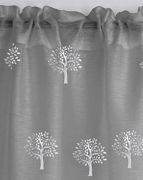 Image of Birch Tree Foil Print Voile Grey 145X229 TD69707