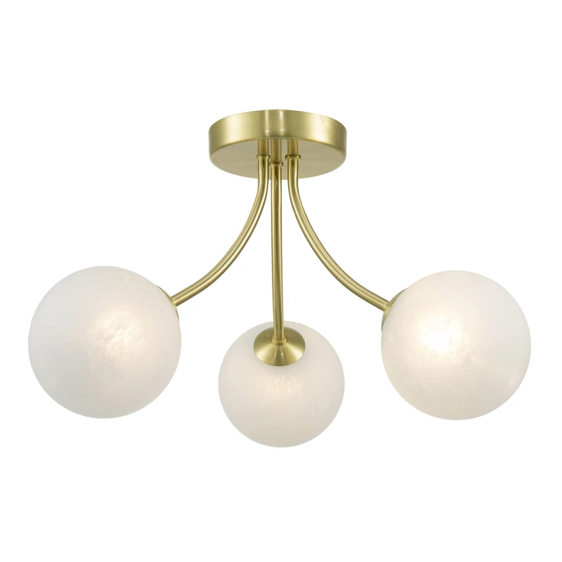 Image of Happy Homewares Modern Designer Satin Gold Ceiling Light with Alabaster Globe Glass Shades Gold Unisex
