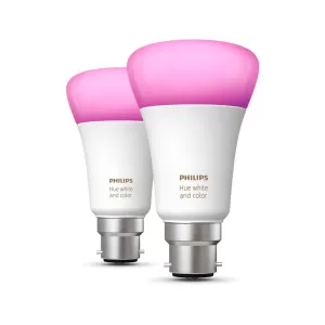 Image of Philips Hue White & Colour Ambiance Bluetooth LED Bulb - B22 Twin Pack - White