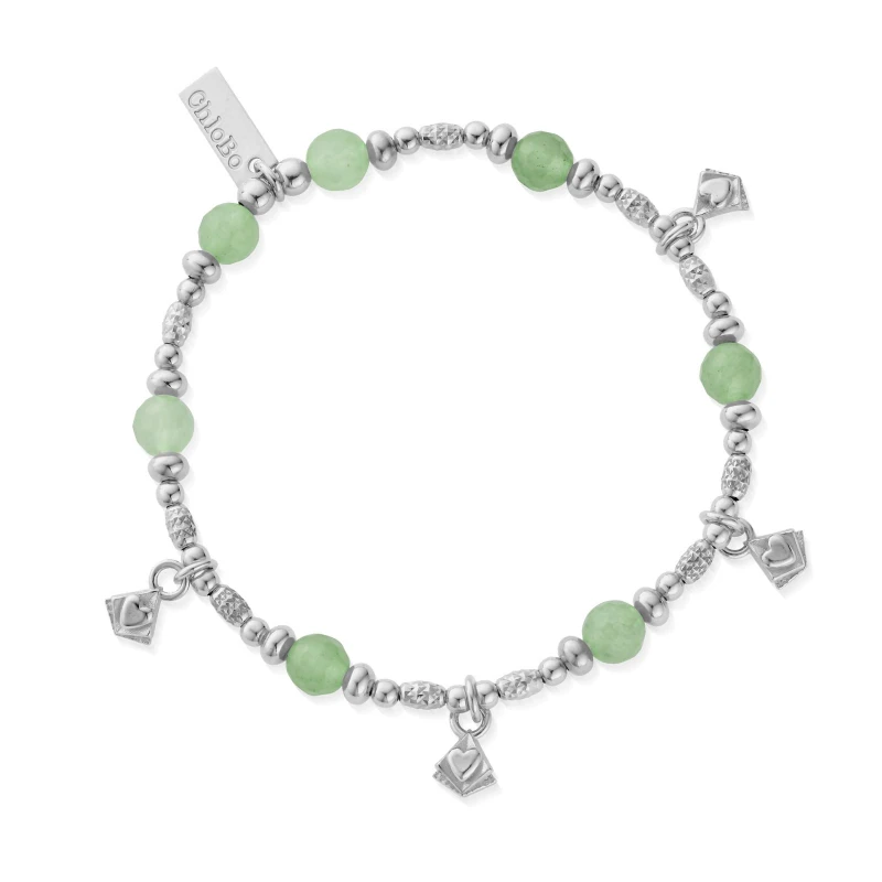 Image of ChloBo Manifest Love Silver Aventurine Bead Bracelet SBAFO3420 Silver female