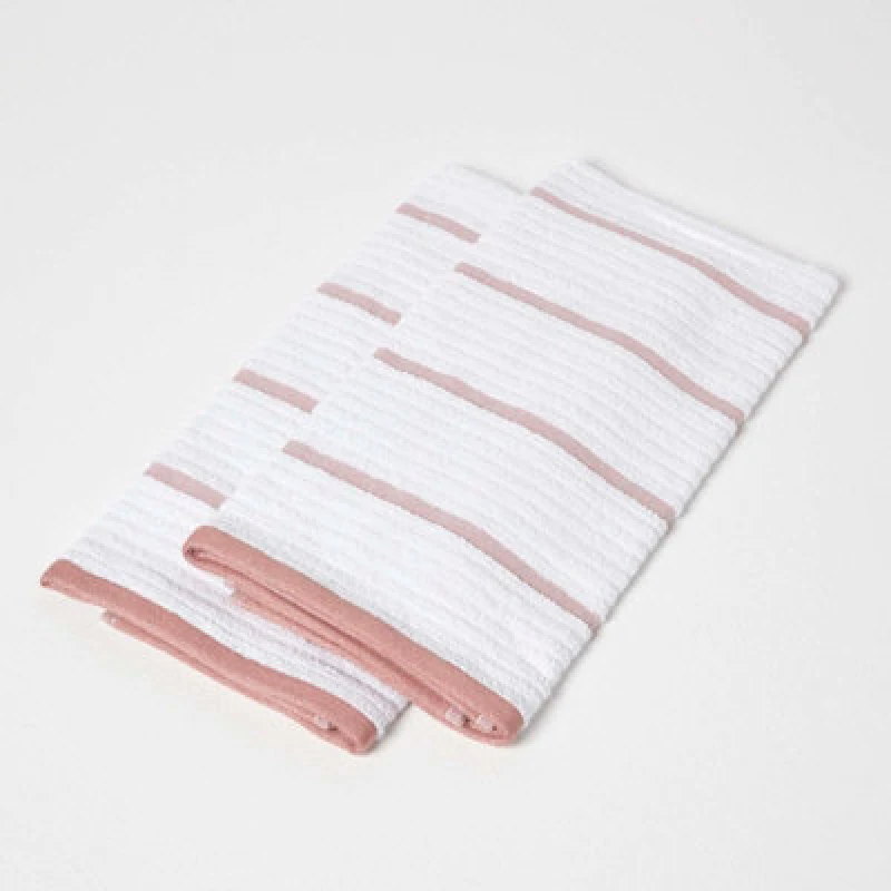 Image of Homescapes Terracotta Cotton Tea Towel Set Of Two