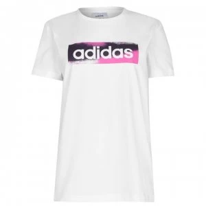 Image of adidas Logo T Shirt Womens - White/Purple