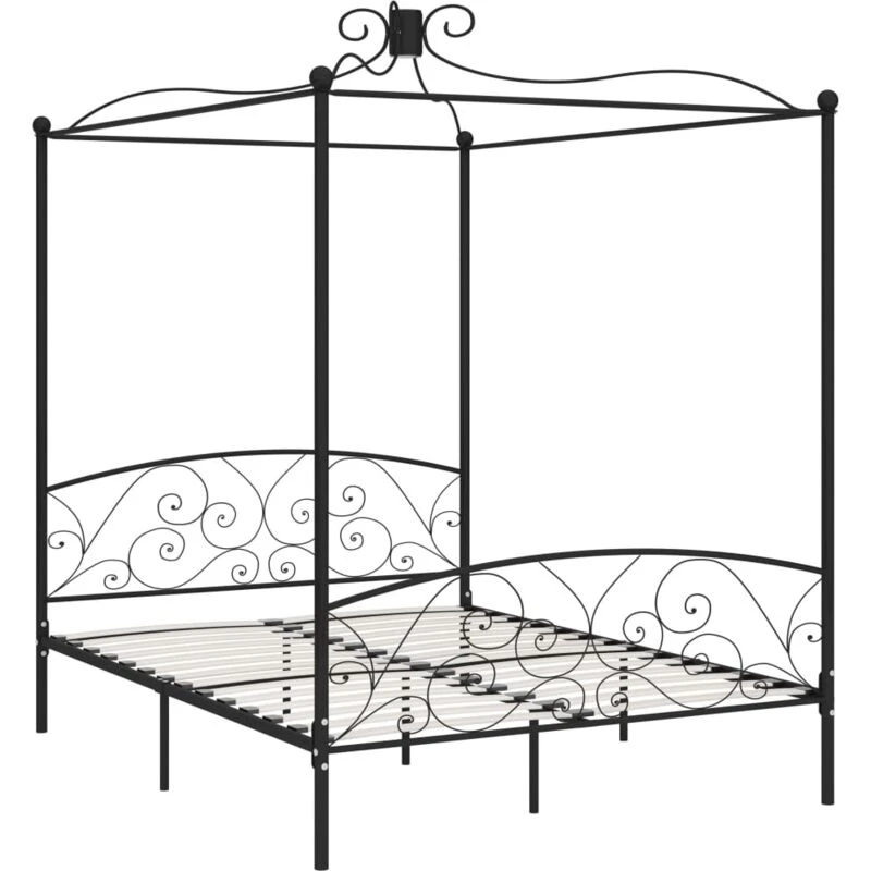 Image of VIDAXL 284478 Canopy Bed Frame without Mattress Black Metal 160x200cm Vidaxl 8719883791722