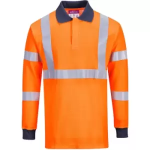 Image of Modaflame Mens RIS Anti Static Flame Resistant Long Sleeve Polo Shirt Orange M