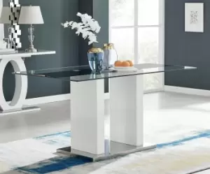Image of Florence Modern 150cm 6-Seater White High Gloss And Glass Dining Table