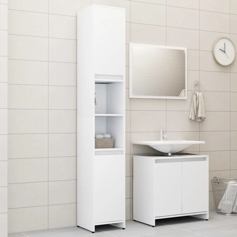 Image of VIDAXL 3 Piece Bathroom Furniture Set White Engineered Wood Vidaxl 8720286166352