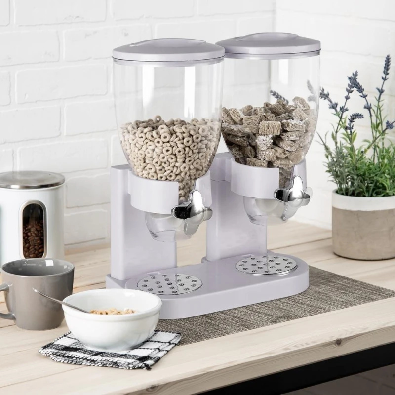 Image of Cottonfy UK Transparent Food Dispenser with Rotating Knob - White White M