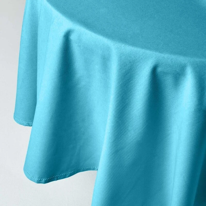 Image of Homescapes Plain Cotton Round Tablecloth, 178cm Blue