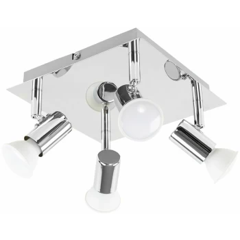 Image of Minisun - Square 4 Way GU10 Ceiling Spotlight - Chrome