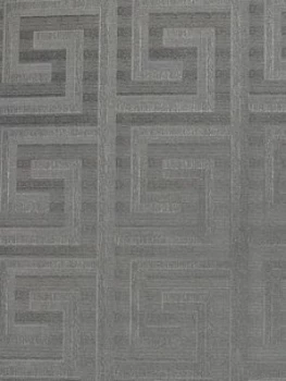 Image of Arthouse Greek Key Foil Gunmetal Wallpaper