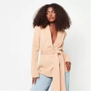 Image of Missguided Tie Waist Belted Blazer - Orange