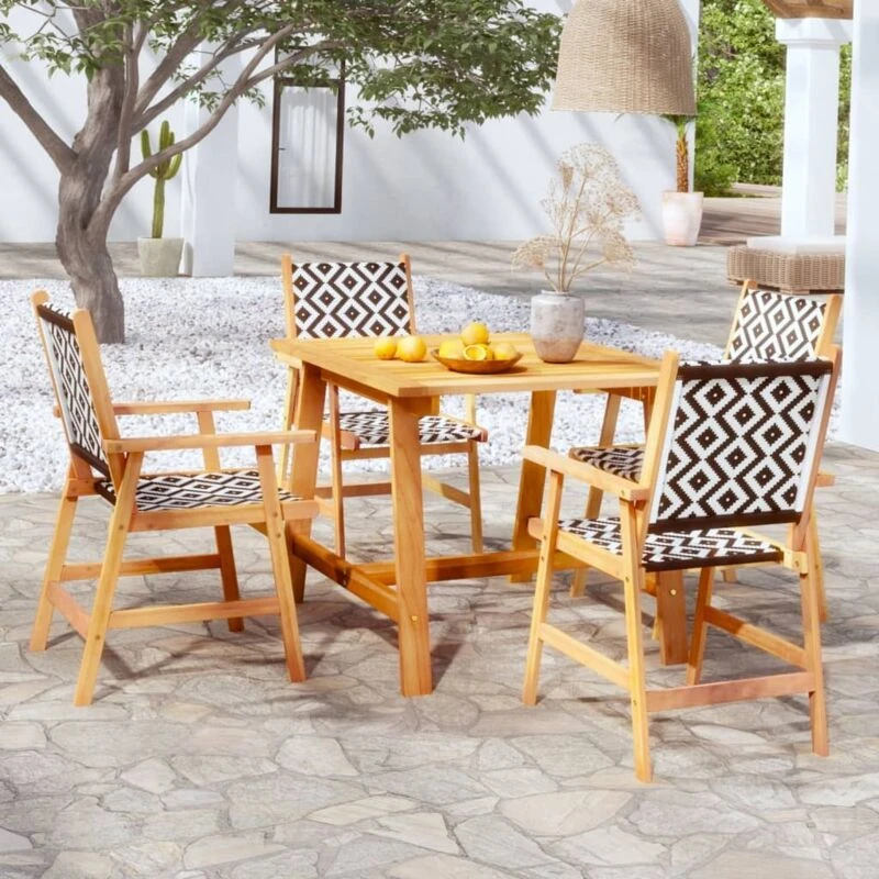 Image of VIDAXL 5 Piece Garden Dining Set Solid Acacia Wood Vidaxl 8720286702956