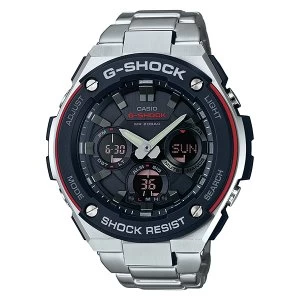 Image of Casio G SHOCK G STEEL TOUGH SOLAR Analog Digital Watch GST S100D 1A4 Black Red