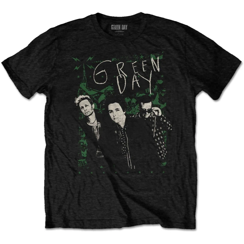 Image of green day Green Day Men Green Lean T-Shirt in Black Size: X-Large Black XL Male 5063238547476