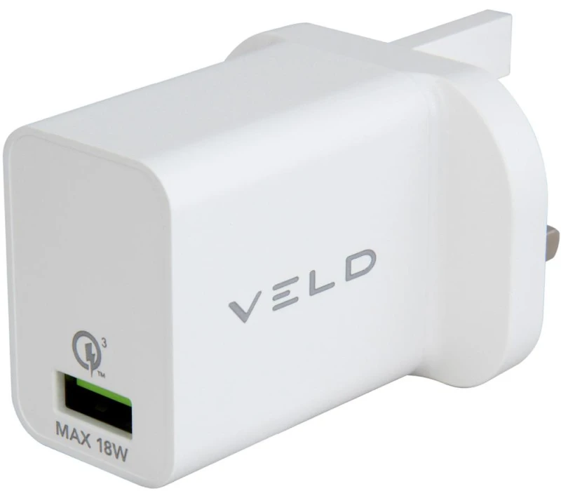 Image of VELD VH18AW Super-Fast 18 W USB Wall Charger - White 5014117970427