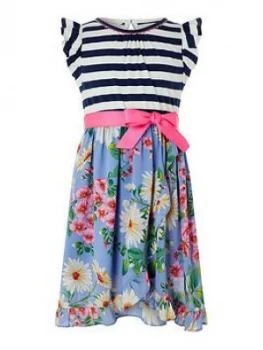 Image of Monsoon Girls Dulcie 2-in-1 Woven Wrap Dress - Blue, Size 12-13 Years, Women