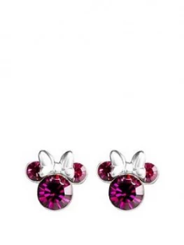 Image of Disney Minnie Mouse Sterling Silver Birthstone Stud Earrings, One Colour, Women