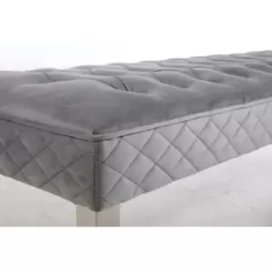 Image of Precious Grey Velvet 155cm Dining Bench with Chrome Legs - Grey