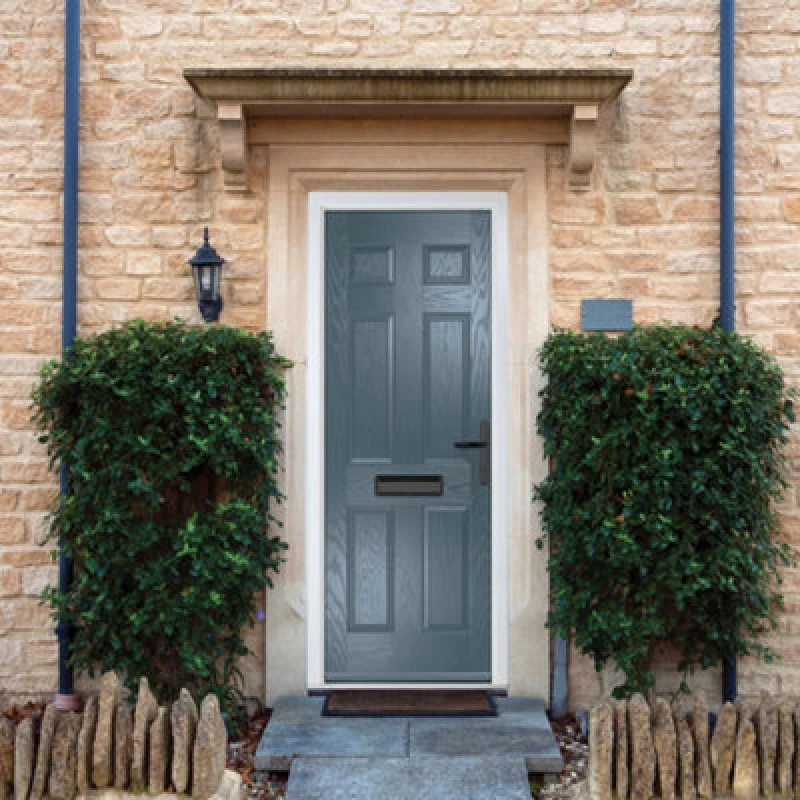 Image of Lacerta Composite Door Muirfield Solid 7015 Grey 920mm X 2090mm Open In Left Hand No Glass 10 Year Guarantee - Free Delivery & Smart Lock