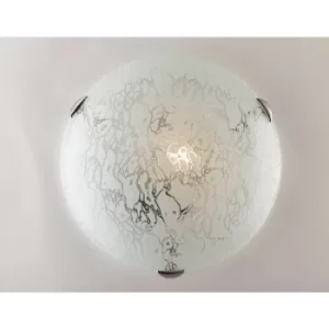 Image of Fan Europe ICE 2 Light Patterned Glass Flush Ceiling Light White 40cm