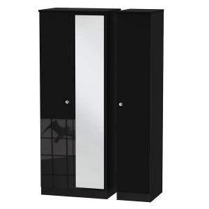 Image of Robert Dyas Tedesca Ready Assembled Tall 3-Door Mirrored Wardrobe