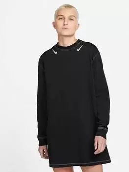 Image of Nike NSW Swoosh Long Sleeve Dress - Black, Size S, Women
