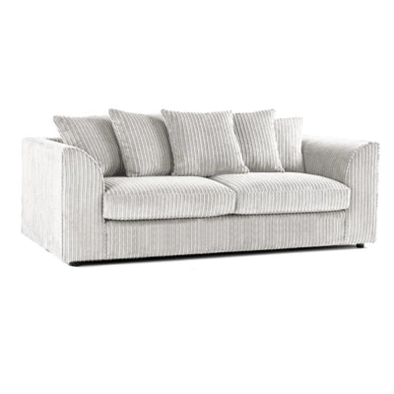 Image of Furnishings For Less UK Luxor Jumbo Cord Silver Fabric 3 Seater Sofa