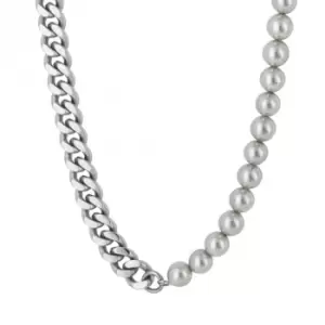 Image of Grey Shell Pearl Curb Chain Necklace N4562