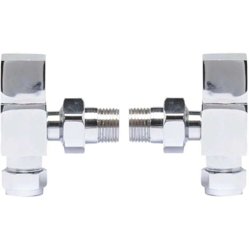 Image of HUDSON REED Hudson Reed - Pure Square Angled Radiator Valves Pair - Chrome ht324