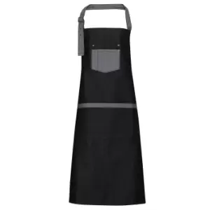 Image of Premier Unisex Domain Contrast Denim Bib Apron (One Size) (Black Denim)
