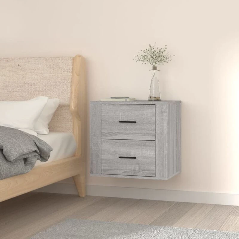 Image of Vidaxl Wall-mounted Bedside Cabinet Grey Sonoma 50X36X47 Cm, Grey 816862