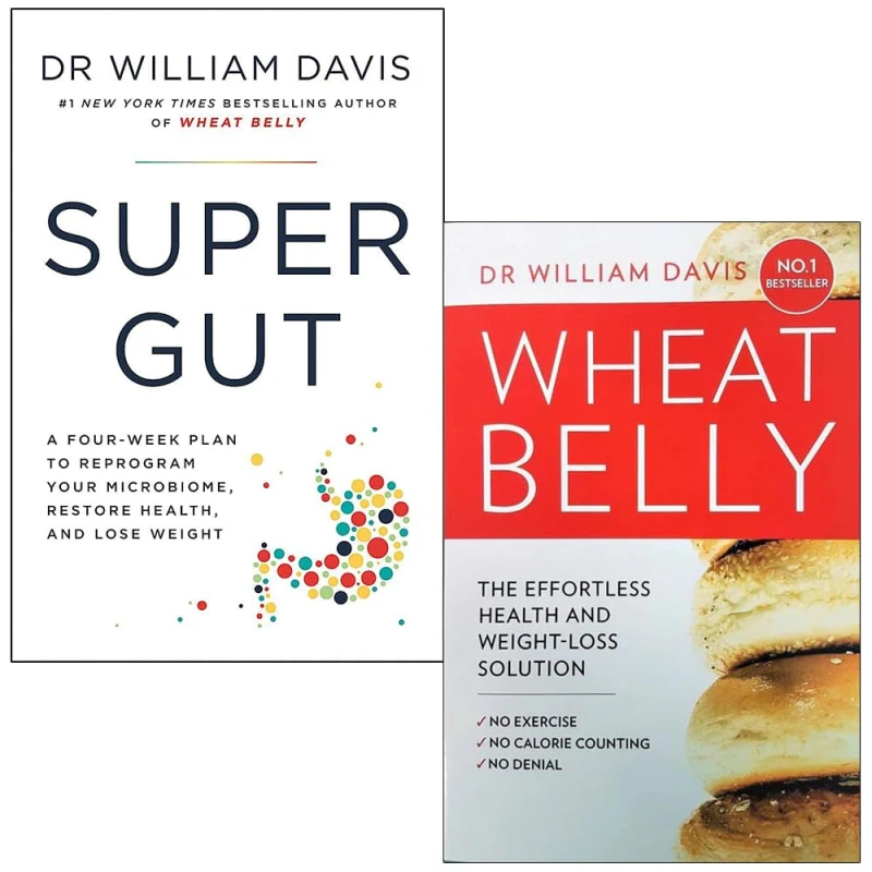 Image of Dr William Davis 2 Book Set Collection Featuring Super Gut And Wheat Belly Health Insights Dr William Davis Books