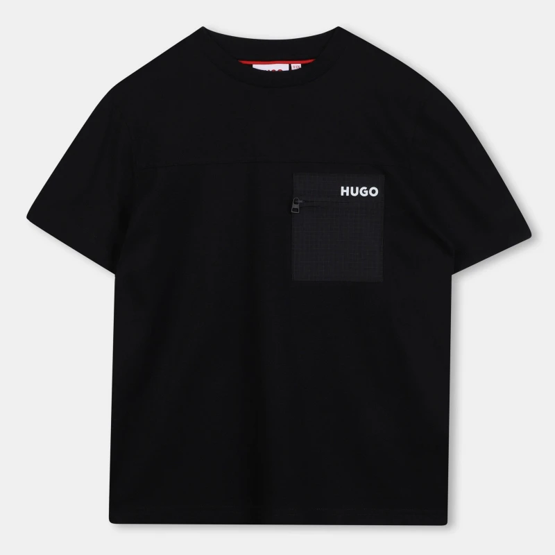 Image of Hugo Kids Pocket T-Shirt Black 09B male 12Y
