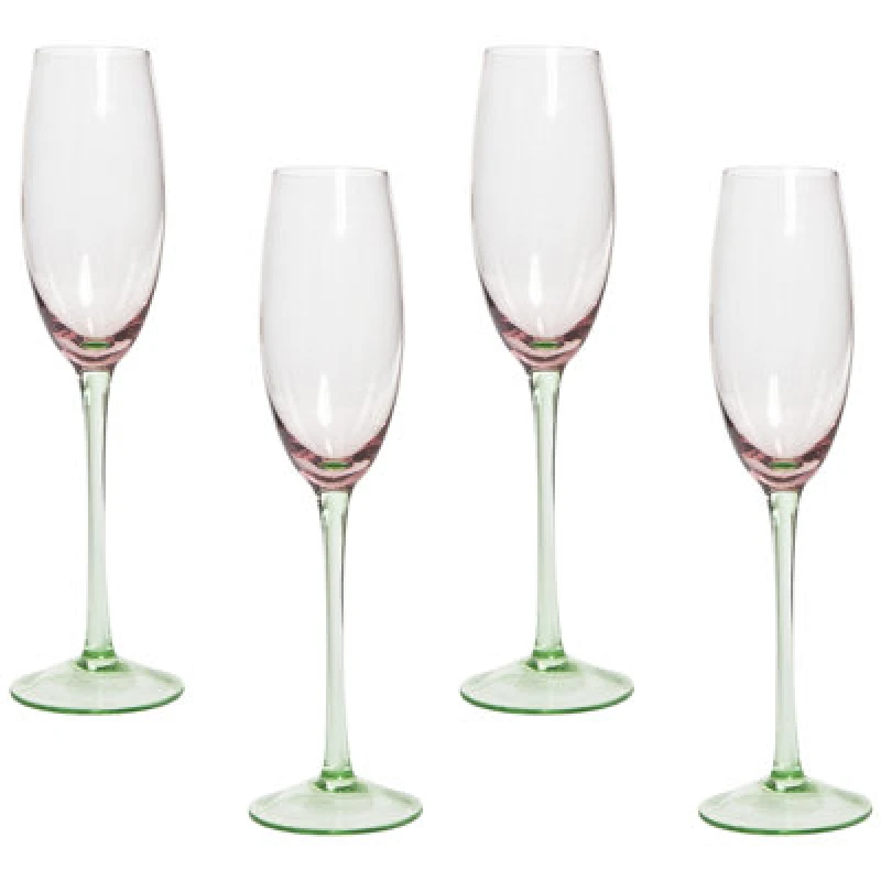 Image of Beliani Set Of 4 Champagne Flutes Diopside 200 Ml Pink
