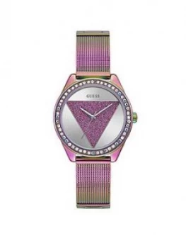 Image of Guess Guess Tri Glitz Multi Coloured Glitz Logo Dial Mesh Strap Watch