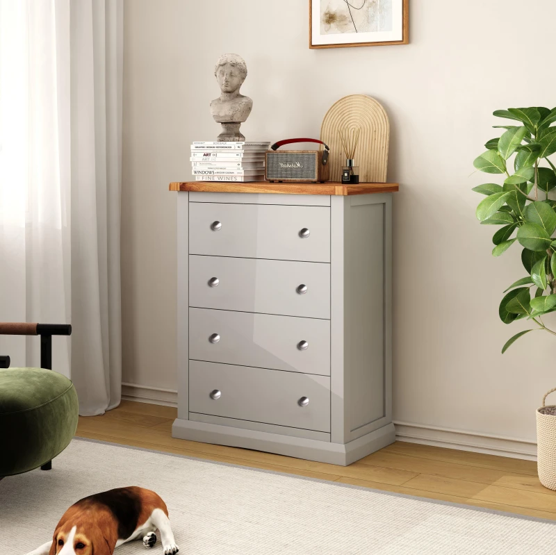 Image of Cabinet Bits Loreo 4 Drawer Chest Of Drawers Chrome Knob