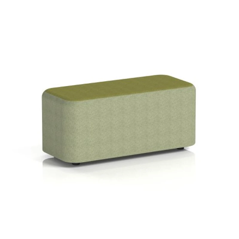 Image of Harlestone Small Rectangular Office Breakout Stool in Rivet Fabric - Burnish Body Olive Top