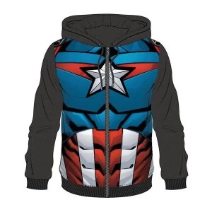 Image of Captain America - Suit Sublimation Mens X-Large Full Length Zipper Hoodie - Blue
