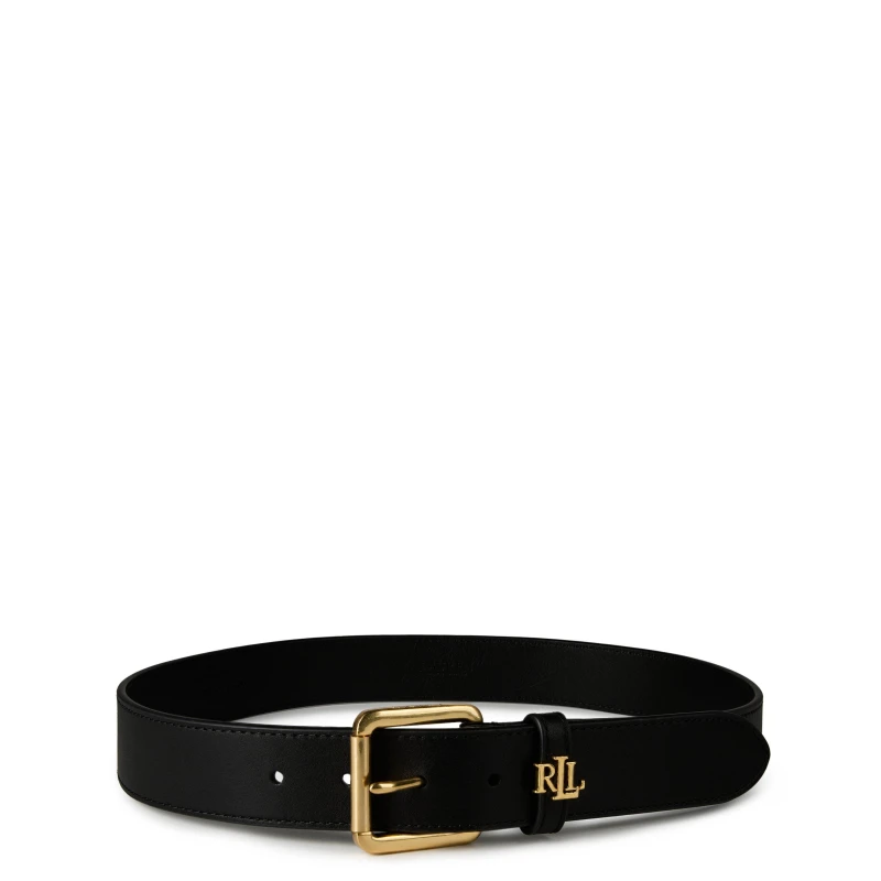 Image of Lauren by Ralph Lauren Logo Keeper Leather Belt - Black S