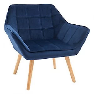 Image of HOMCOM Arm Chair Blue Rubber Wooden, Iron Frame, Sponge , Velvet 833-799V70NU