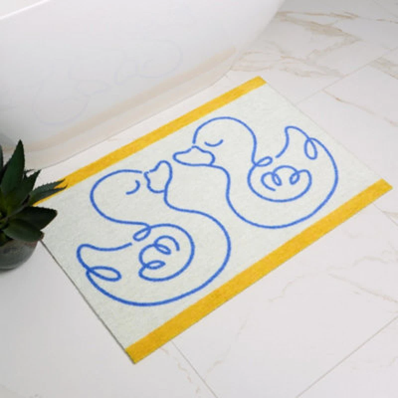 Image of My Mat Nylon Printed Bathroom Linear Ducks 50X75, White 5.02613E+12