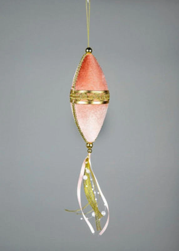 Image of Shatchi Pink Oval Drop Decoration 7x30cm - Christmas Hanging Decoration Pink