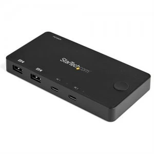 Image of StarTech.com 2 Port USB C KVM Switch - 4K 60Hz HDMI - Compact Dual Port Ultra HD USB Type C Desktop Mini KVM Switch with USB C Cables - Bus Powered -