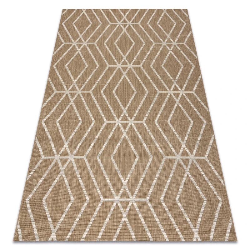 Image of RugsX Flat 48956265 Sisal Carpet Geometric - Natural Beige Straw Color, String 120X170 Cm