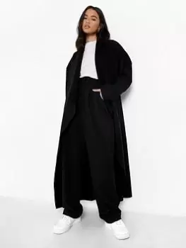 Image of Boohoo Oversized Wool Look Coat - Black, Size 14, Women
