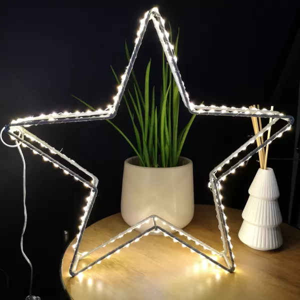 Image of 38cm LED Dewdrop Open Star Indoor Outdoor Christmas Decoration in Warm White