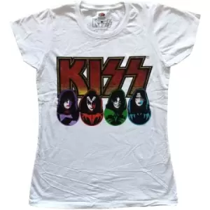 Image of KISS - Logo, Faces & Icons Ladies XX-Large T-Shirt - White