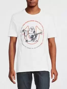 Image of TRUE RELIGION True Religion Two Tone Buddha Logo T-Shirt, White Size M Men