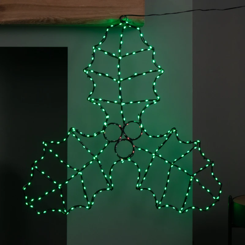 Image of 64cm Light up FlexiBrights Christmas Holly and Berries Decoration with 268 Green & Red LEDs