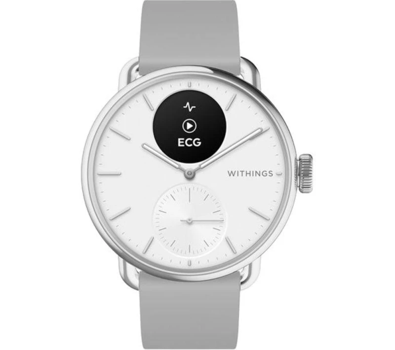 Image of WITHINGS ScanWatch 2 Hybrid Smartwatch - White, 38 mm, Silver/Grey,White 3700546708282